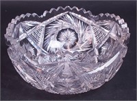 An 8" cut glass bowl marked Egginton