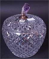 Cut glass biscuit jar marked Hawkes, 7"