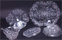 Five pieces of Rose Point crystal by Cambridge: