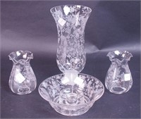 A Rose Point crystal by Cambridge 10"