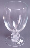A 9" glass vase with etched bulbous foot,