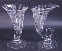 A pair of 10" Rose Point crystal by Cambridge