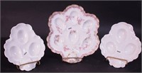 Three porcelain Haviland china egg plates: