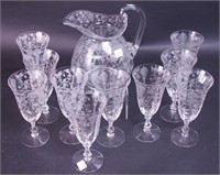 A Rose Point crystal by Cambridge 80-ounce jug