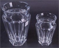 Two crystal vases marked Baccarat: