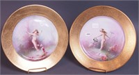 Two hand-painted 10 1/2" Lenox plates with