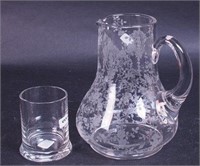 A two-piece Rose Point crystal by Cambridge