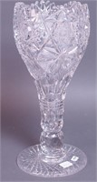 14" cut glass vase