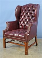Chippendale Tufted Back Armchair Burgundy Cover