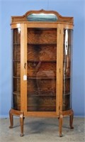 Circa 1900 Oak China Cabinet with Mirrored Top