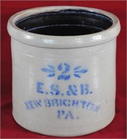 E.S. & B. Pa Salt Glazed Crock