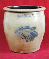 Cowden & Wilcox Crock w/ Cobalt Flower