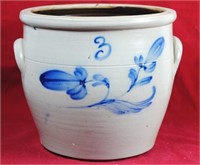 Salt Glazed No. 3 Cobalt Decorated Crock