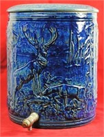 Blue Glazed Water Cooler w/ Stag