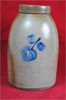 Cobalt Decorated Salt Glazed Cherry Jar w/ Handle