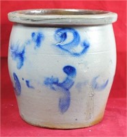 Cobalt Decorated No. 2 Salt Glazed Crock