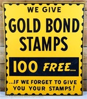 Vintage Gold Bond Stamps Metal Advertising Sign