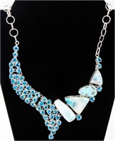 Jewelry Sterling Silver Blue Stone Necklace