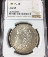 1884 NEW ORLEANS MINT MORGAN SILVER DOLLAR