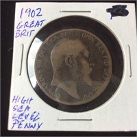 1902 GREAT BRITAIN HIGH SEA LEVEL PENNY