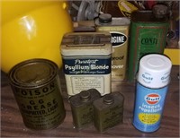 Lot Of Vintage Tins Oil Plantago Seed Advertising