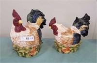 (2) Rooster Ceramic Canisters