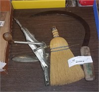 Misc Lot Olive Pitter Hand Broom Sickle