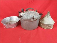 Vintage Pressure Cooker, Funnel & Tub