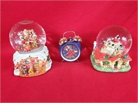 Two Walt Disney Musical Globes & Alarm Clock
