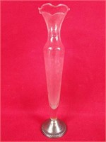 Weighted Sterling Glass Bud Vase
