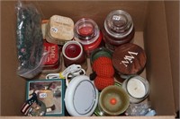 Box lot candles, coasters, candle warmer, sewing
