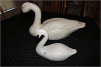 Two swan decoys one marked Colonial Country NC