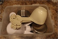 Lot of measuring cups and spoons