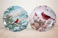 Two Cardinal plates one by Lena Liu and other by