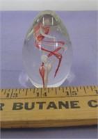 Vintage Heavy Glass, Egg Shaped Paper Weight