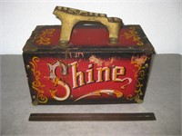 Wooden Shoe Shine Box, Appears Hand Painted