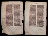 13th Century Manuscript Bible Leaves, Pair