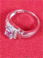 Sterling Silver Ladies Ring with Gemstones
