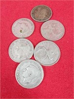 Nine Canadian Silver Quarters