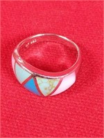 Women's Sterling Ring with Triangle Gemstones