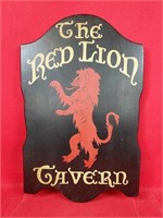 Wooden Red Lion Tavern Sign