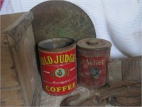 Velvet pipe and cigarette tobacco tin and