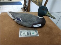 Wood duck decoy signed on bottom Mallard Drake