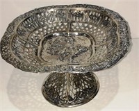 LARGE ORNATE "800" CANDY SILVER DISH