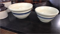 2 pc Vintage Crock Mixing Bowls