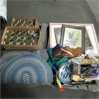 Rugs, canning jars, framed pictures