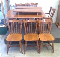 Rock Maple Table With 6 Chairs 2 Leaves Made In