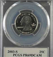 2003-S Arkansas Proof Silver Quarter PCGS PR69DCAM