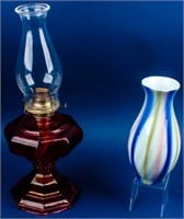 Vintage Oil Lamp & Asian Flower Vase