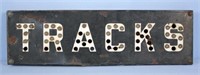 Porcelain Railroad Track Sign w/ Glass Marbles